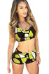 Irregular Colorblock Print Sporty Bathing Suit